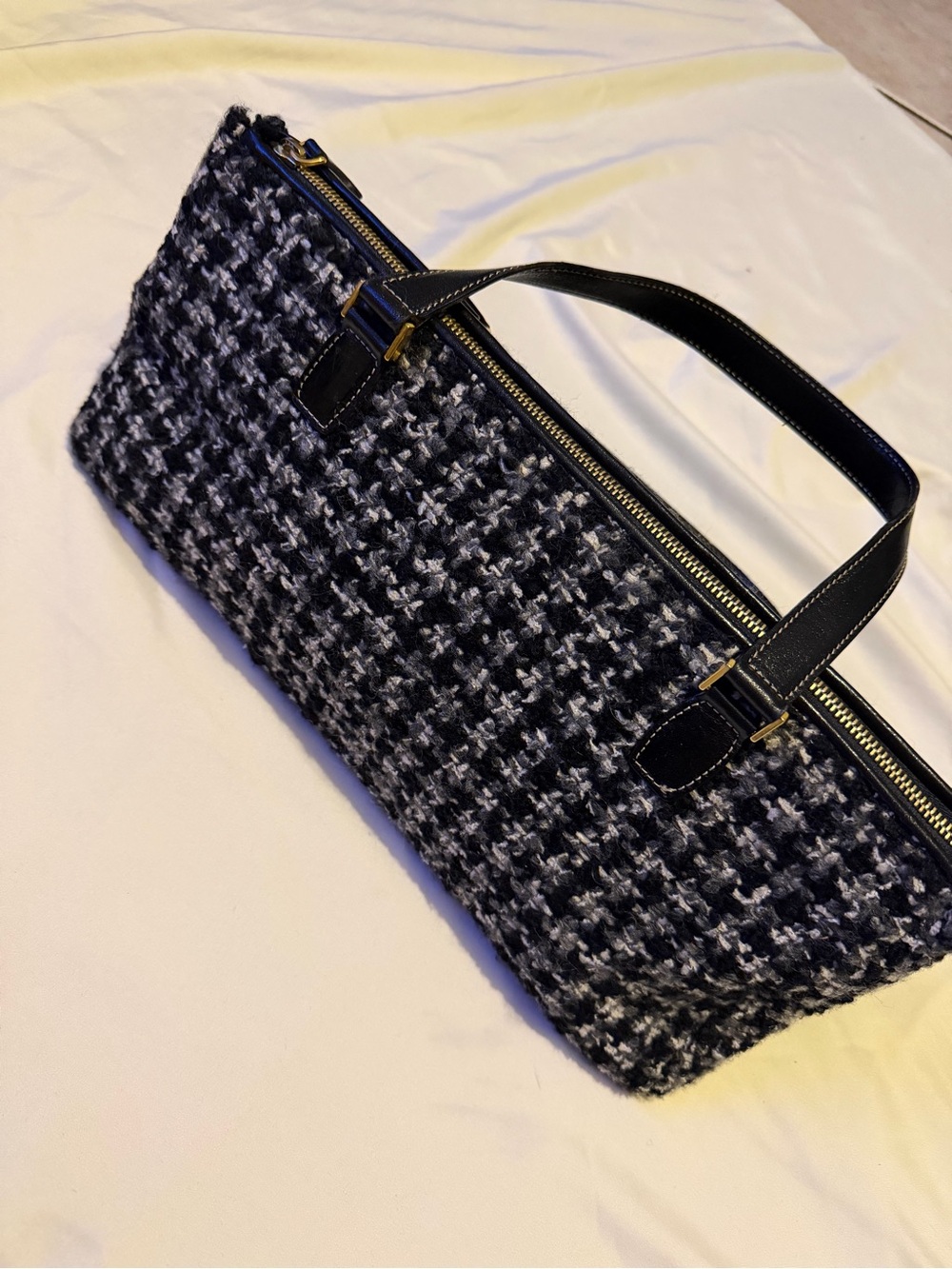 kate spade Black & White Houndstooth Tweed Tote